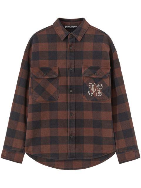monogram-print checked shirt by PALM ANGELS
