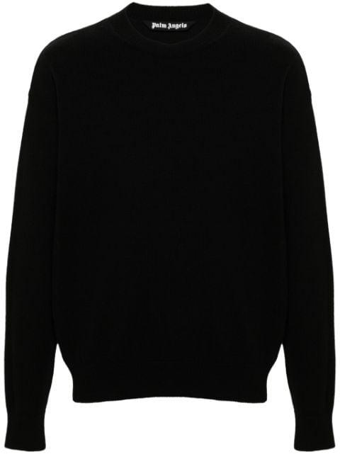 monogram-print crew-neck jumper by PALM ANGELS