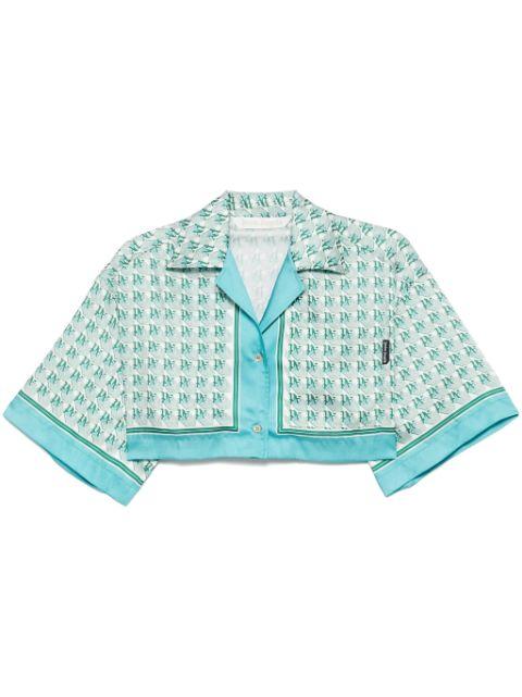 monogram-print cropped shirt by PALM ANGELS