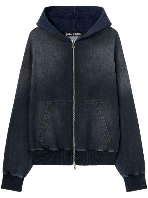 monogram-print hoodied denim jacket by PALM ANGELS