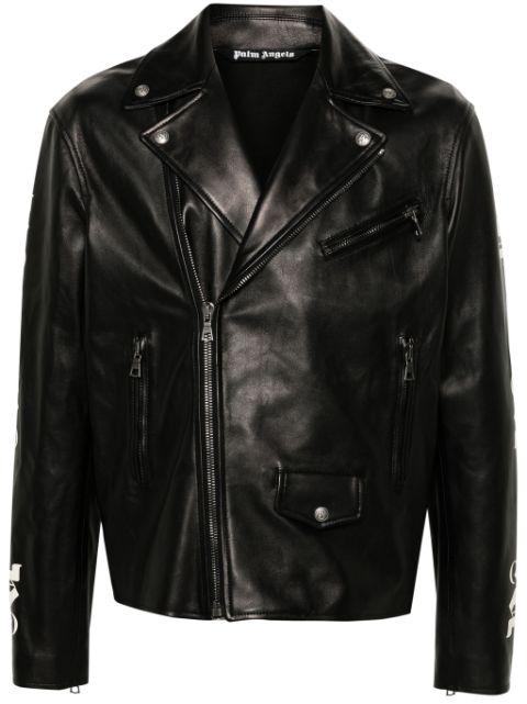 monogram-print leather jacket by PALM ANGELS