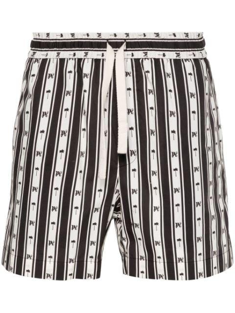 monogram-print striped shorts by PALM ANGELS