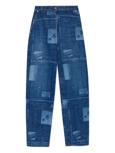 newspaper-print cotton jeans by PALM ANGELS