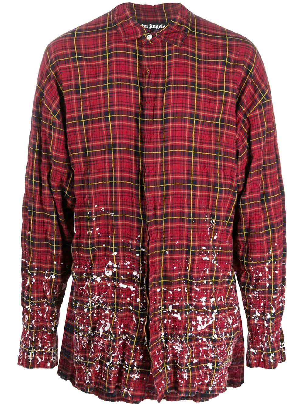 paint splatter-print check shirt by PALM ANGELS