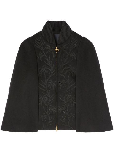 palm-embroidered zip-up cape by PALM ANGELS