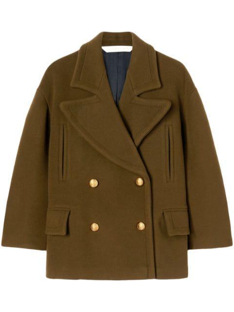 palm-embroidery double-breasted coat by PALM ANGELS