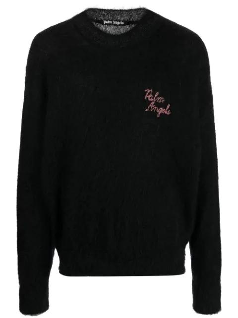 palm-motif crew-neck jumper by PALM ANGELS