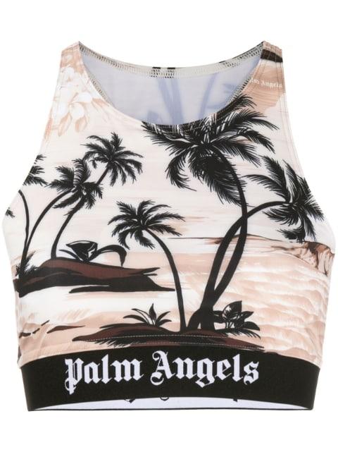 palm-print crop top by PALM ANGELS