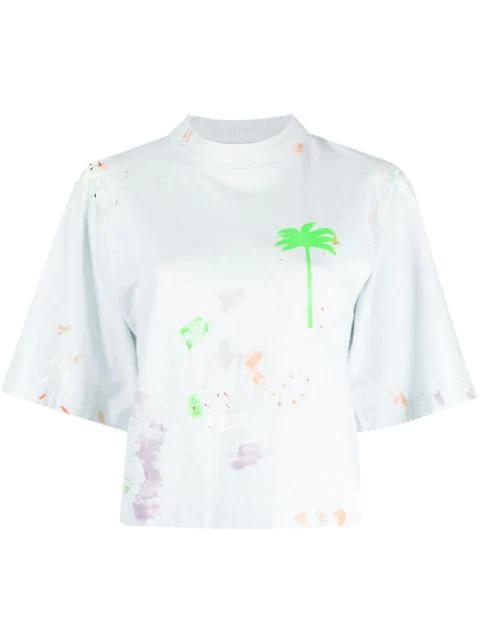 palm-print paint-splatter T-shirt by PALM ANGELS