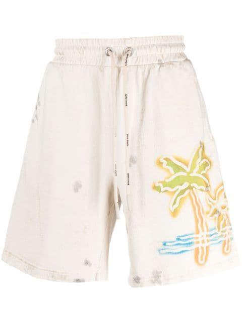 palm-print track shorts by PALM ANGELS
