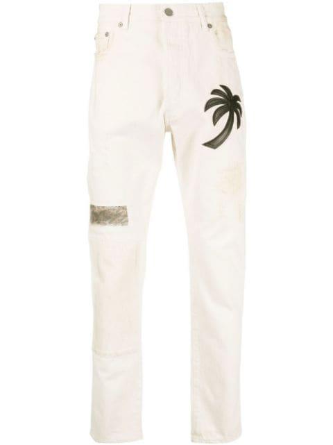 palm tree-patch straight-leg jeans by PALM ANGELS