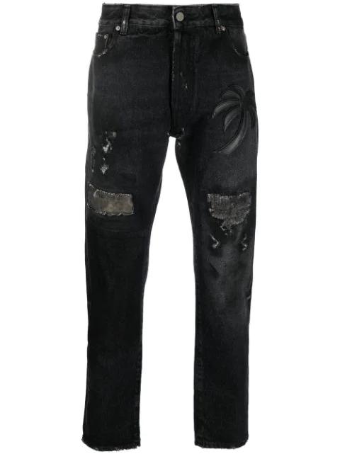 palm tree-patch straight-leg jeans by PALM ANGELS