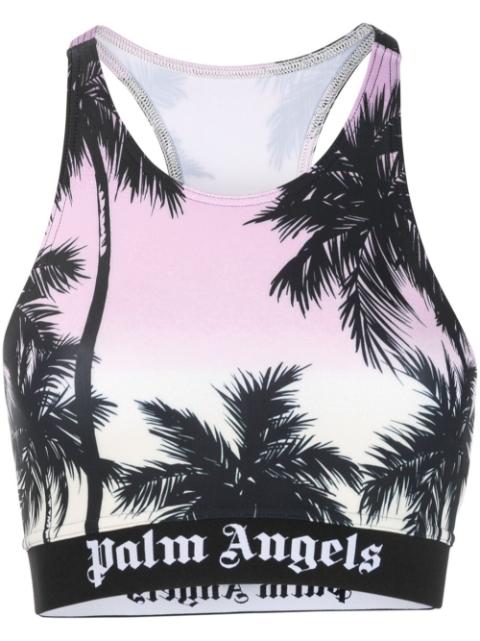 palm tree-print crop top by PALM ANGELS