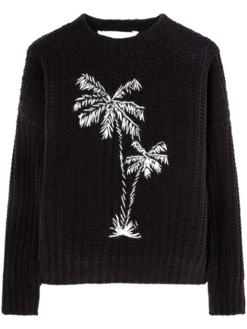palms-embroidered chenille jumper by PALM ANGELS