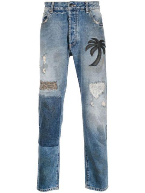 patchwork straight-leg jeans by PALM ANGELS