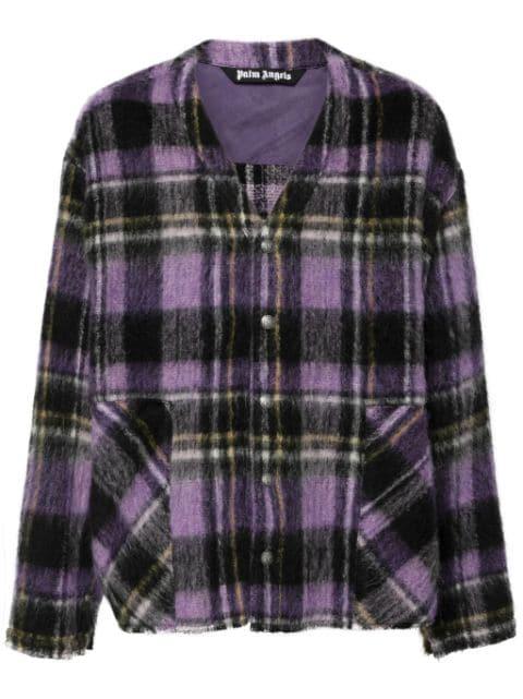 plaid-check cardigan by PALM ANGELS
