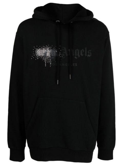 rhinestone-embellished logo print hoodie by PALM ANGELS