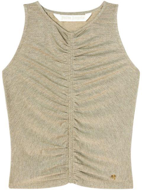 ruched lurex tank top by PALM ANGELS