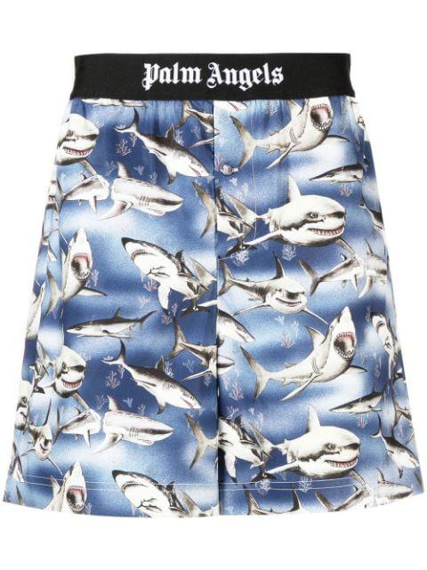 shark-print logo-waist shorts by PALM ANGELS