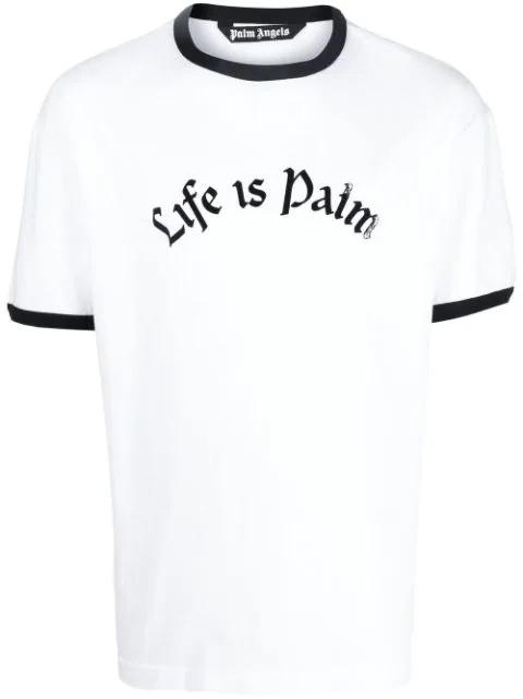 slogan-print short-sleeve T-shirt by PALM ANGELS
