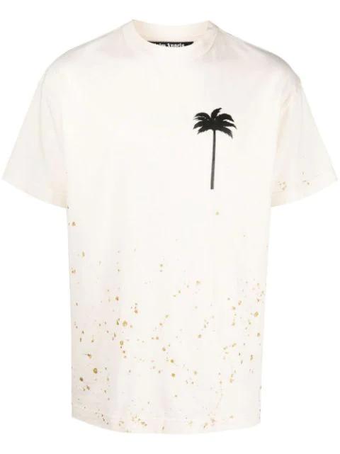 splatter-effect logo-print T-shirt by PALM ANGELS