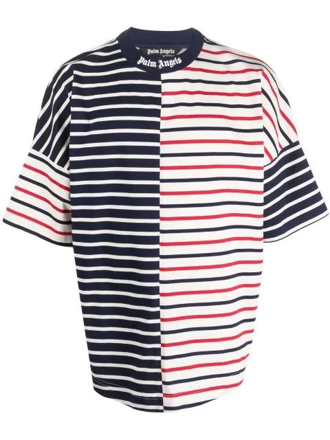 striped logo-print T-shirt by PALM ANGELS
