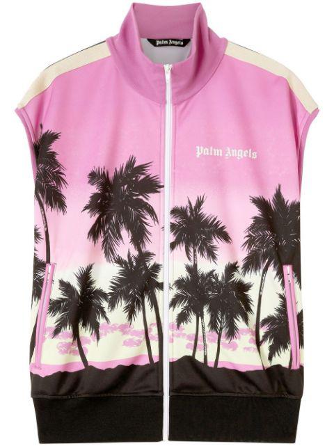 sunset-print striped track gilet by PALM ANGELS