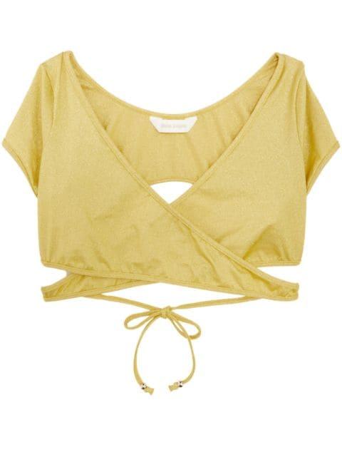 wrap-around lurex bikini top by PALM ANGELS
