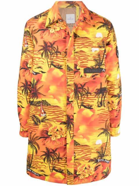 x Moncler tropical-print padded coat by PALM ANGELS