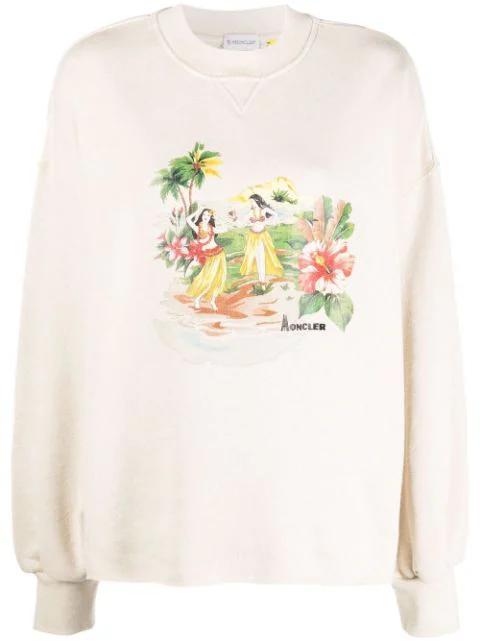 x Moncler tropical-print sweatshirt by PALM ANGELS