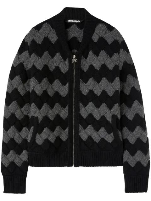 zig-zag knit bomber jacket by PALM ANGELS