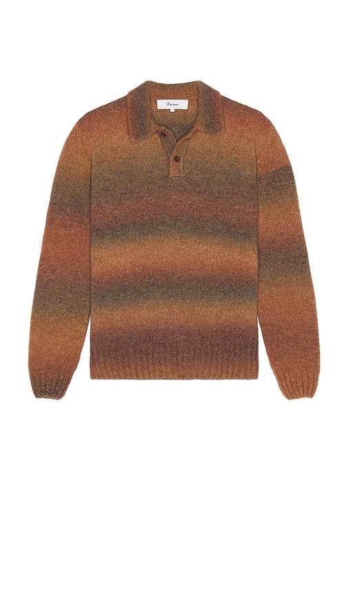 Palmes Alpaca Long Sleeve Knit Polo in Brown by PALMES