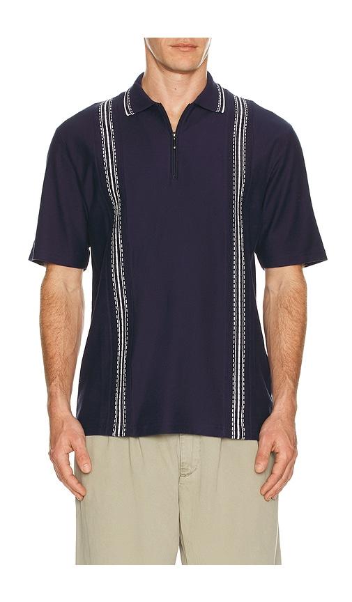 Palmes Panel Zip Polo in Navy by PALMES