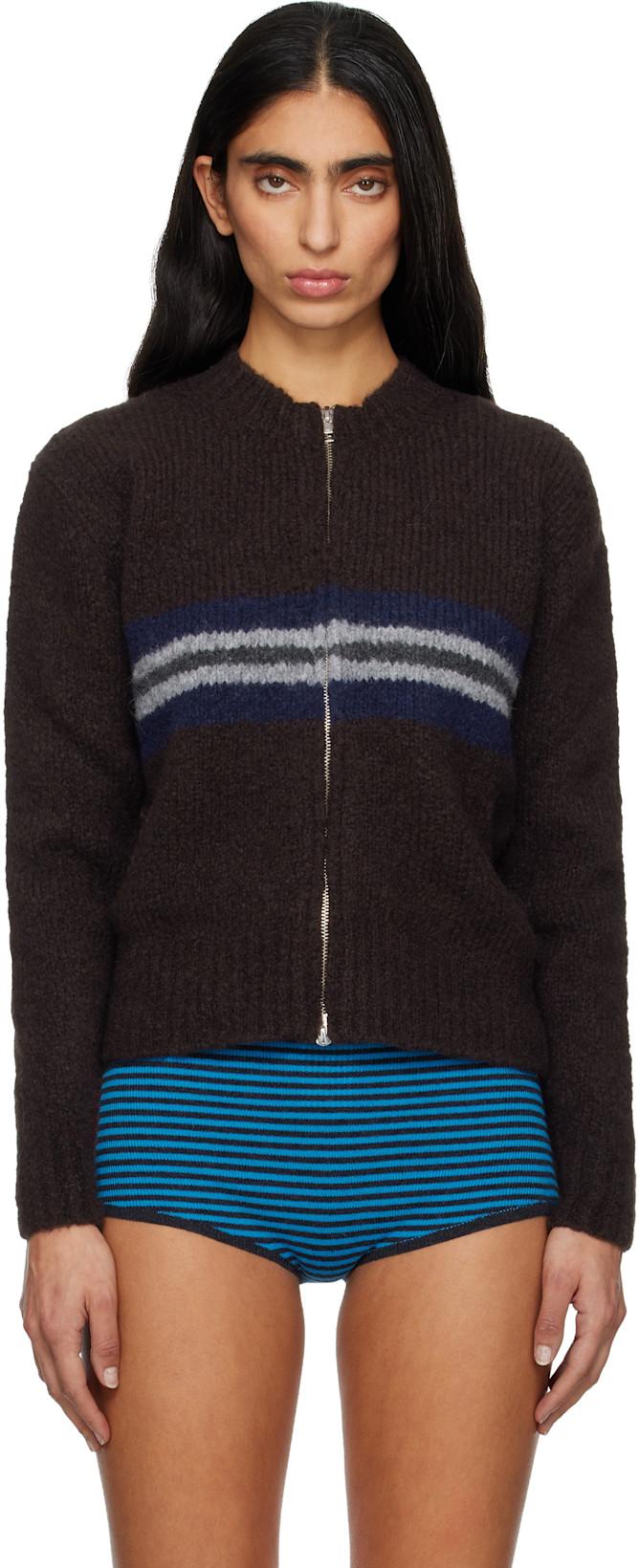 Brown Penalti Zip Sweater by PALOMA WOOL