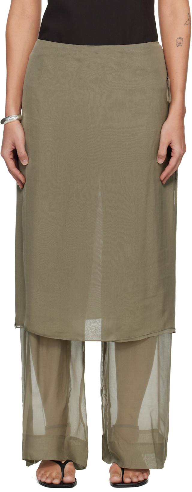 Khaki Low Silk Archive Trousers by PALOMA WOOL