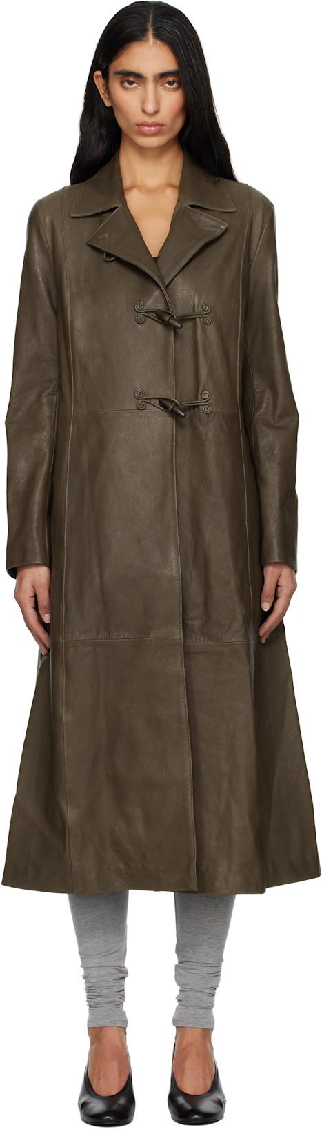 Khaki Nolan Leather Coat by PALOMA WOOL