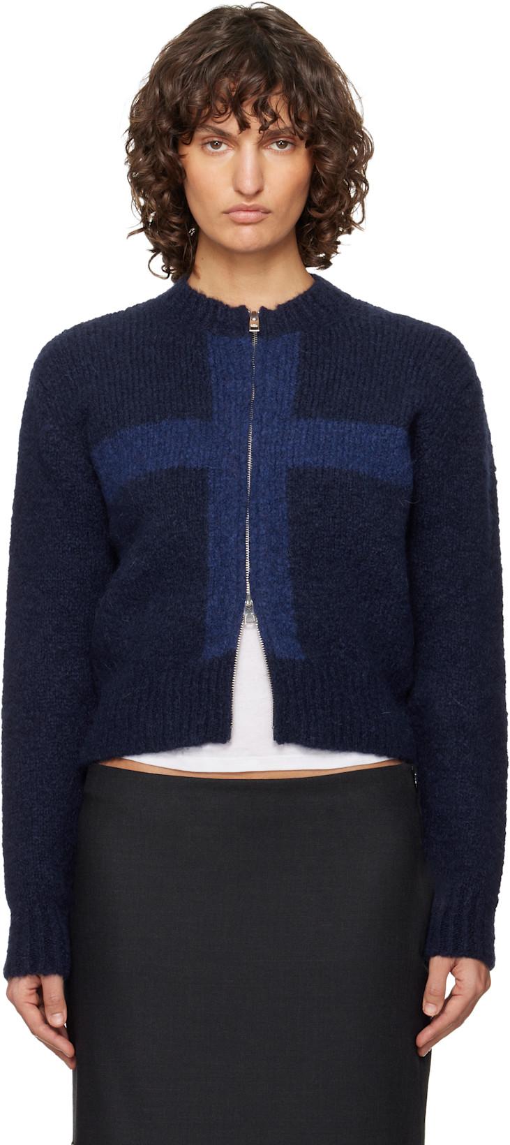 Navy Cruz Zip Sweater by PALOMA WOOL