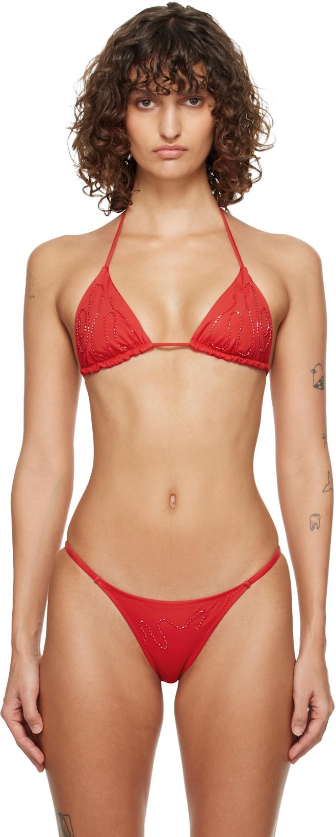 Red Sharpie Bikini Top by PALOMA WOOL
