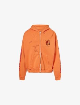 Distressed Logo-Print Cotton Hoodie by PALY HOLLYWOOD