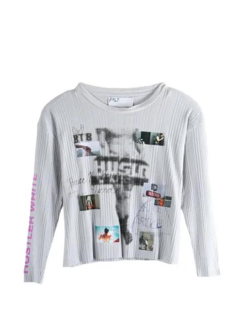 Hustlr plissé-effect graphic-print T-shirt by PALY