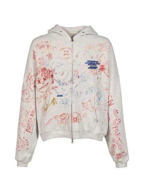 Joshua Tree scribble-print zip-up hoodie by PALY
