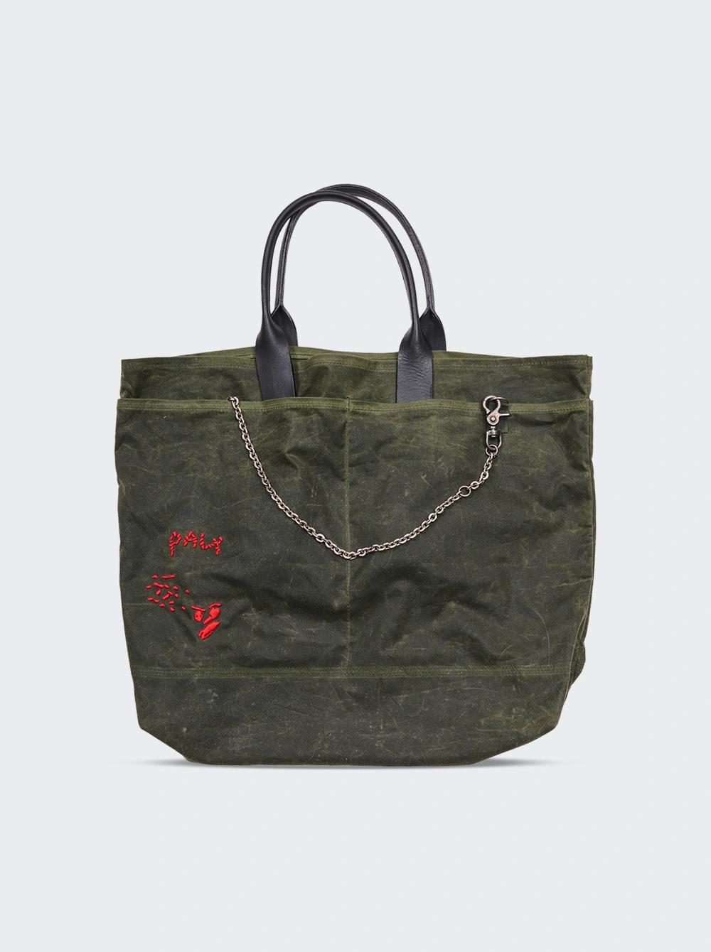U Broke Me Waxed Canvas Tote Bag Green  | The Webster by PALY