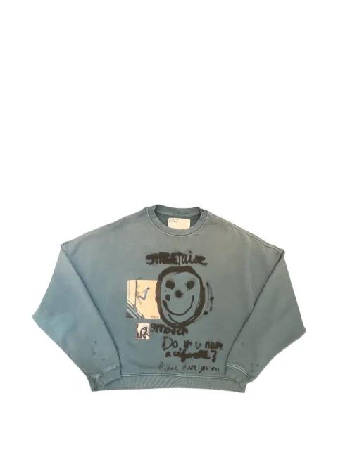airbrush-print distressed sweatshirt by PALY
