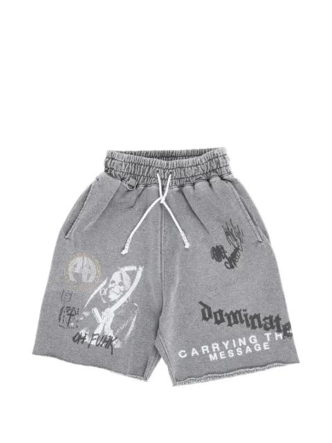 graphic-print raw-edge shorts by PALY
