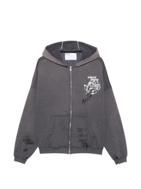 print-detail long-sleeve hoodie by PALY