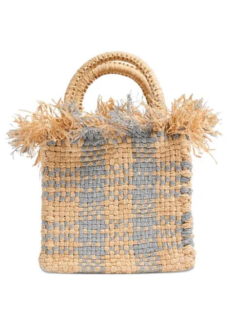 mini Check Mate woven tote bag by PAMELA MUNSON