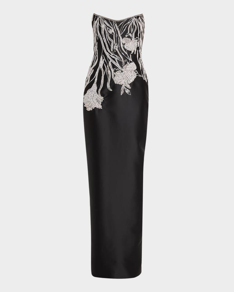 Embellished Mikado Silk Strapless Gown by PAMELLA ROLAND