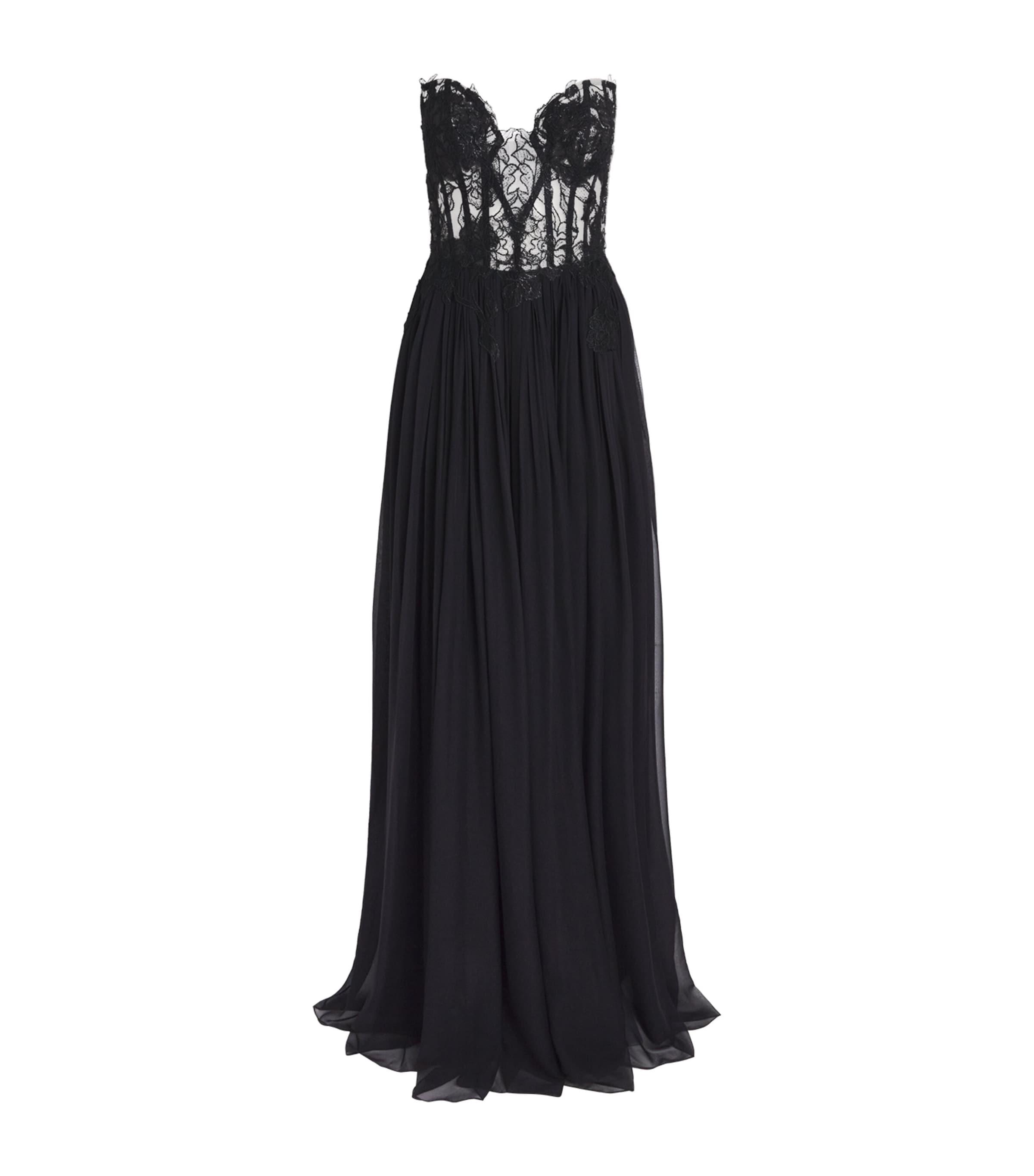 Pamella Roland Silk-Lace Corseted Gown by PAMELLA ROLAND