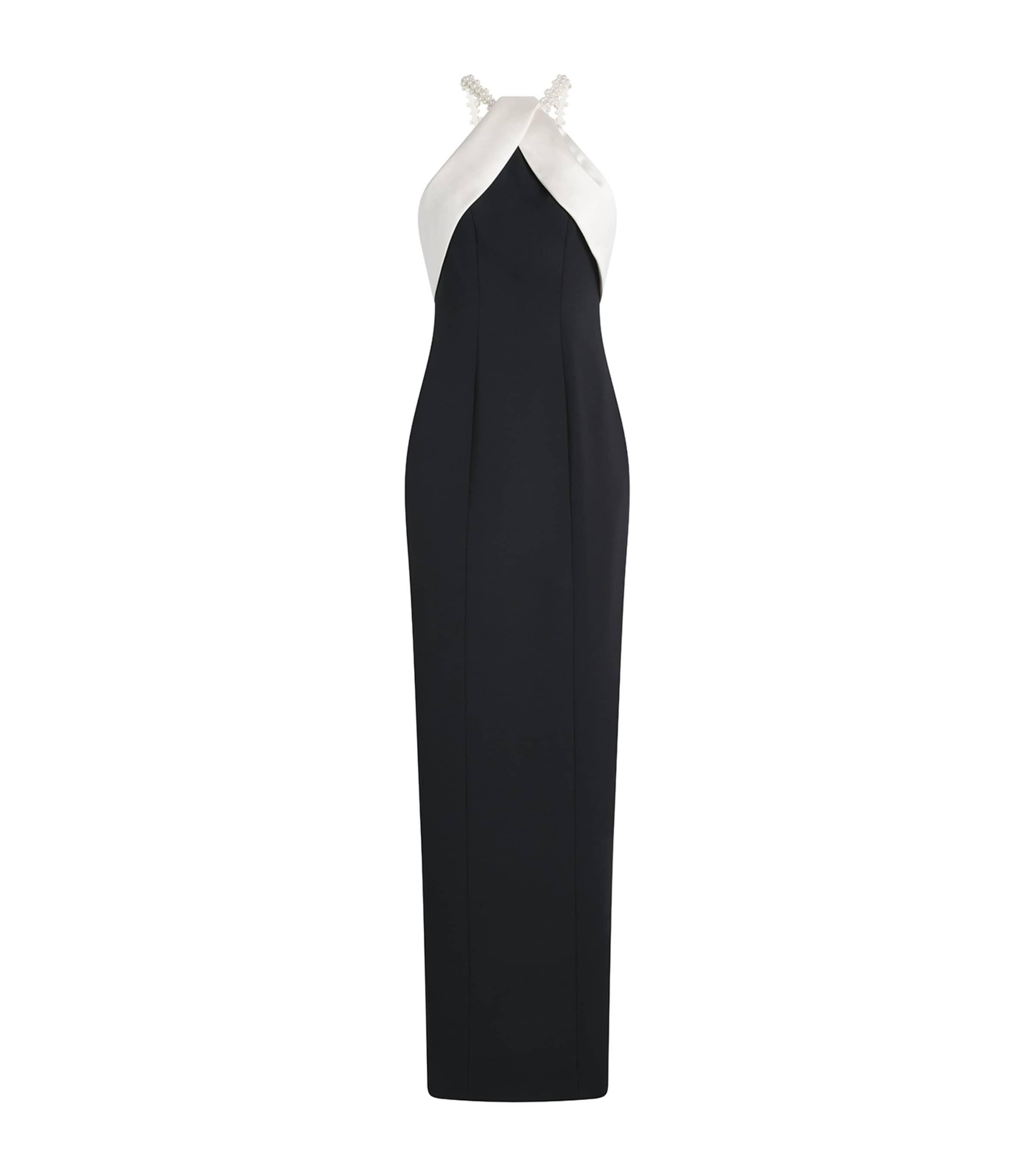 Satin Beaded Halterneck Gown by PAMELLA ROLAND