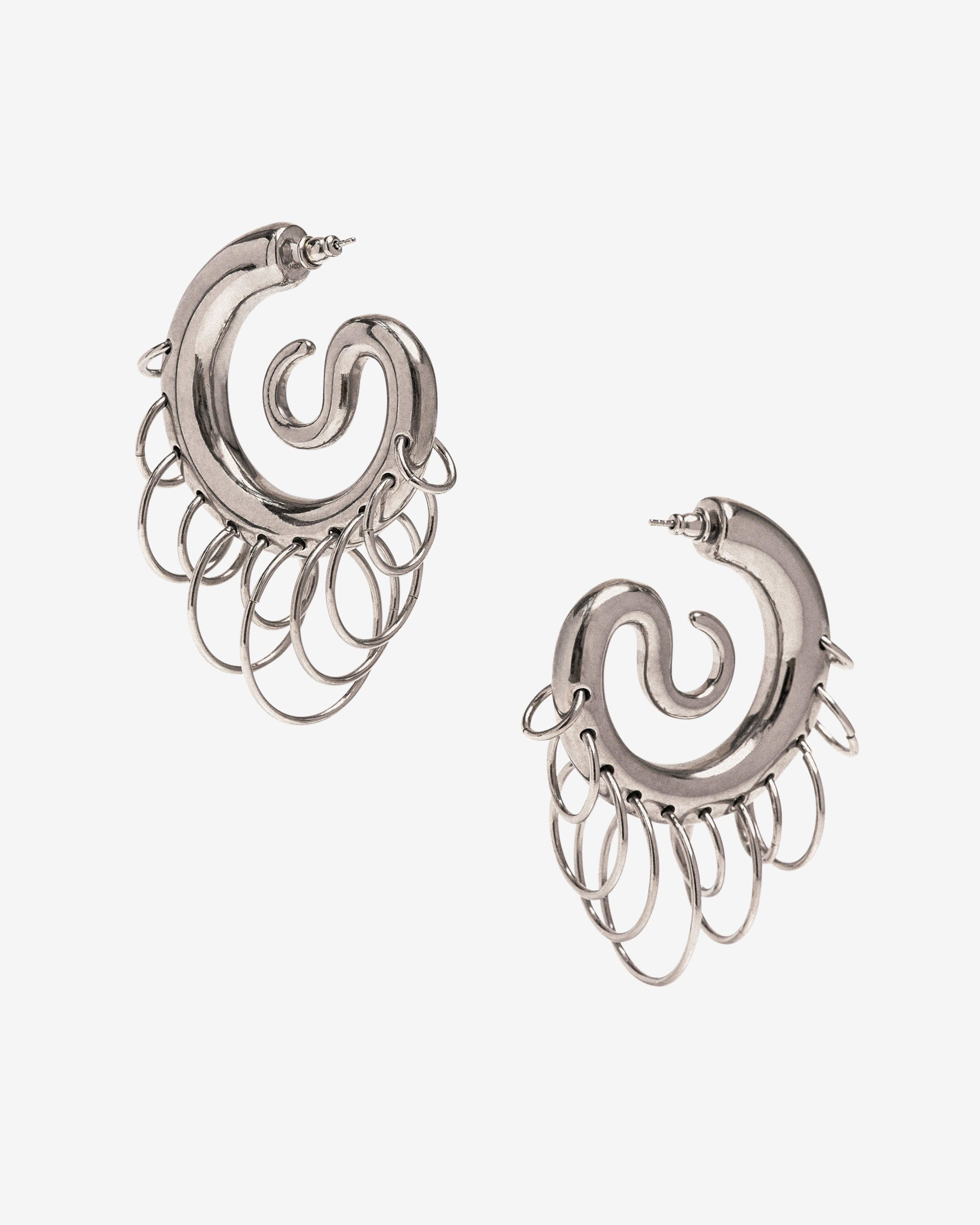 Panconesi - Pierced Serpent Hoops Medium - (Silver) by PANCONESI